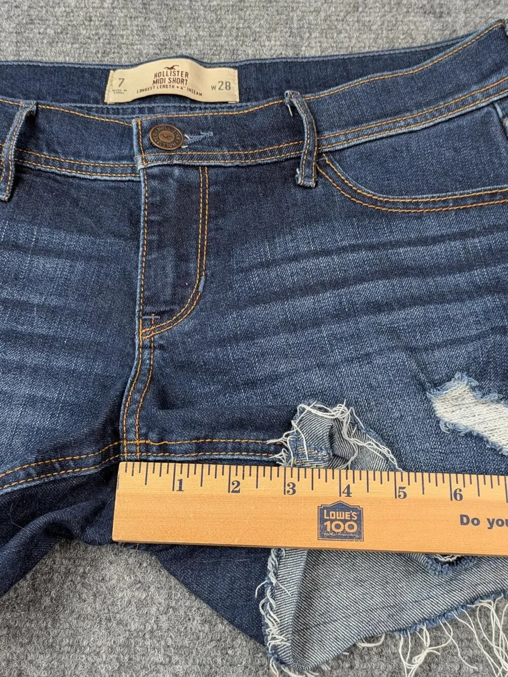 Hollister Shorts Womens Juniors 7 W28 Blue Midi Distressed Frayed Cutoff Denim